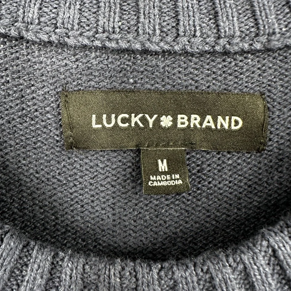 Lucky Brand Navy Blue Geometric Pattern Crew Neck‎ Sweater Classic Men's Medium